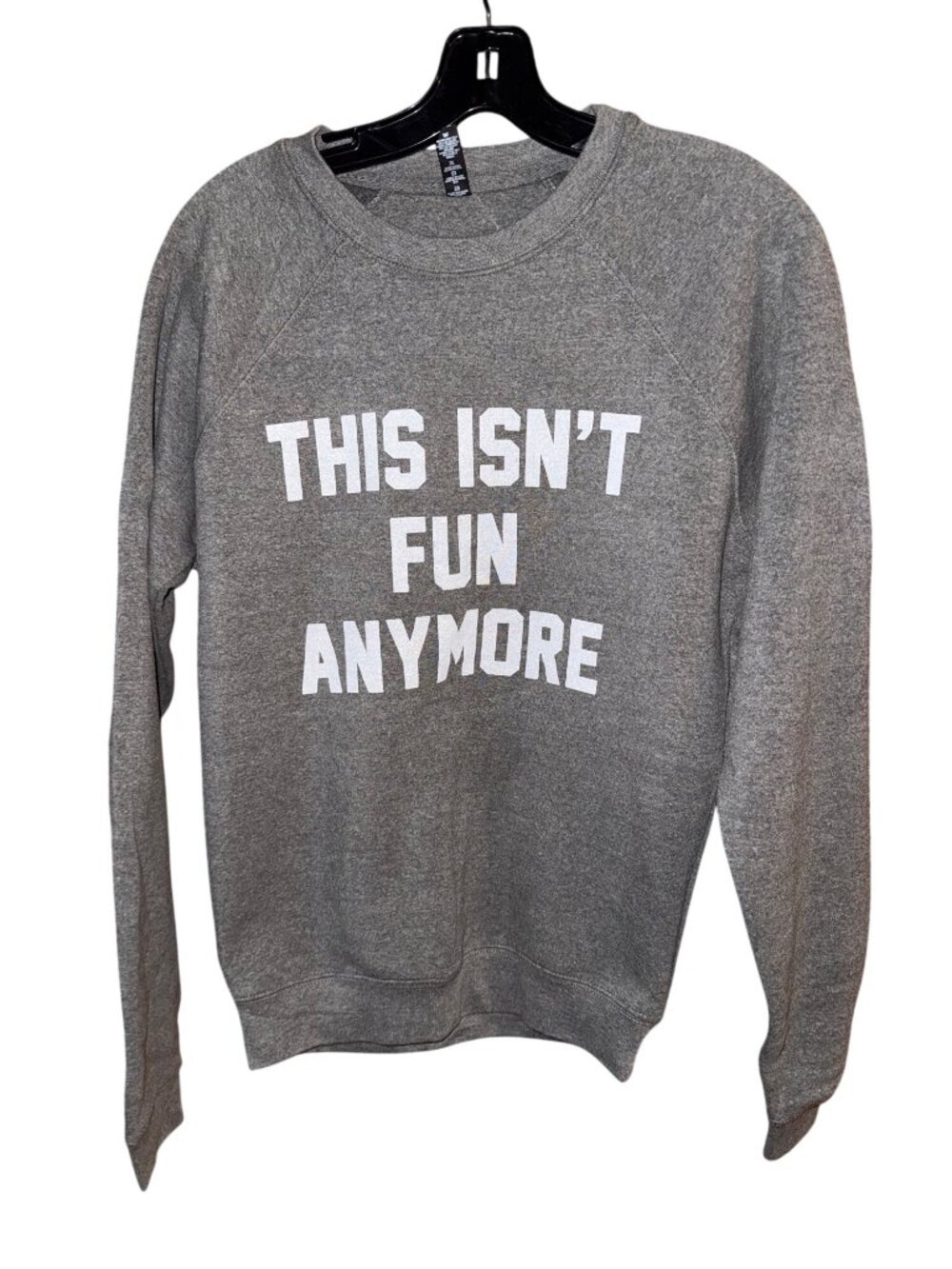 this Isnt Fun Anymore Graphic Sweatshirt Long Sleeve Unisex Gray Small - Picture 1 of 4
